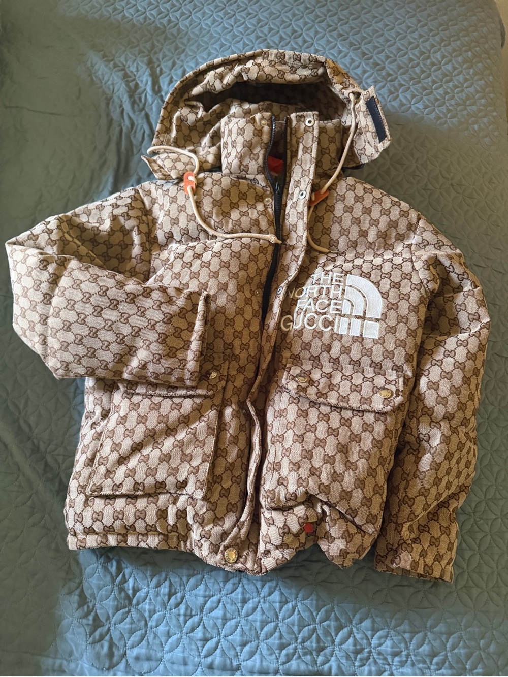The North Face Brown Logo Puffer Jacket